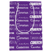 パープかわいらしルカスタムタイポグラフィコラージュ誕生日 ミディアムペーパーバッグ (正面)