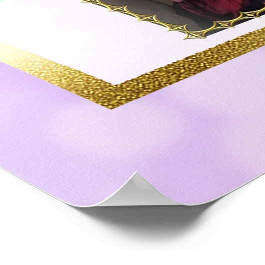 パープかわいらしルパーソナライズされた・ユニコーン・レインボー・バナー ポスター (角)