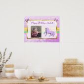 パープかわいらしルパーソナライズされた・ユニコーン・レインボー・バナー ポスター (キッチン)