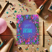 パープかわいらしルフローラガーリー誕生日 カード