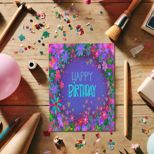 パープかわいらしルフローラガーリー誕生日 カード