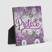 パープかわいらしル保護感動的カスタムフローラ フォトプラーク (正面)