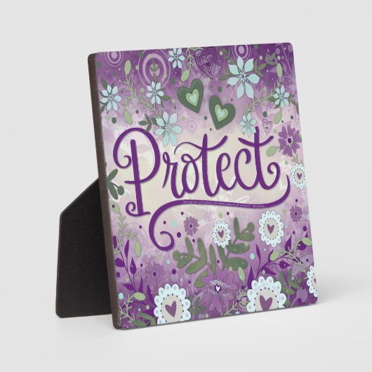 パープかわいらしル保護感動的カスタムフローラ フォトプラーク (正面)