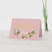 パープかわいらしル淡い色のピンクのバラの結婚ありがとう 箔グリーティングカード (正面)