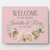 パープかわいらしル淡い色のピンクローズ結婚ズテーブルトップ フォトプラーク (正面)