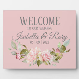 パープかわいらしル淡い色のピンクローズ結婚ズテーブルトップ フォトプラーク