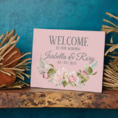 パープかわいらしル淡い色のピンクローズ結婚ズテーブルトップ フォトプラーク (側面)