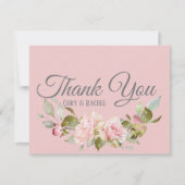 パープかわいらしル淡い色の・ピンク・ローズ結婚ズ サンキューカード (正面)