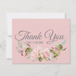 パープかわいらしル淡い色の・ピンク・ローズ結婚ズ サンキューカード