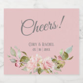 パープかわいらしル淡い色の・ピンク・ローズ結婚ズ スパークリングワインラベル (シングルラベル)