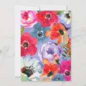 パープはっきりしたル絵を描フローラポップ・アートの金ゴールドブライダルシャワー 招待状 (裏面)