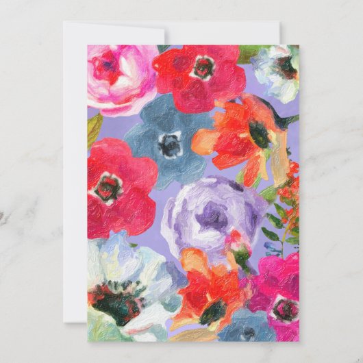 パープはっきりしたル絵を描フローラポップ・アートの金ゴールドブライダルシャワー 招待状 (裏面)