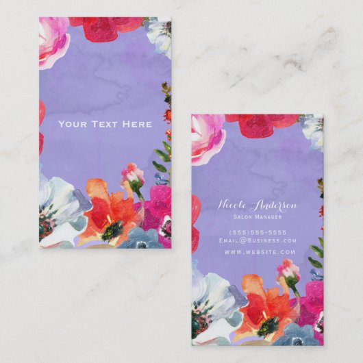パープはっきりしたル色彩の鮮やかポップ・アートのフローラシッモダンク 名刺 (正面/裏面)