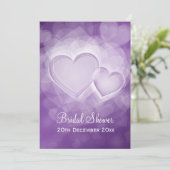 パープエレガントモダンルブライダルシャワーハート 招待状 (スタンド正面)