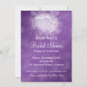 パープエレガントモダンルブライダルシャワーハート 招待状 (裏面)