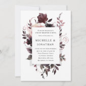 パープエレガントラグレイフローラバイブル結婚クリスチャン 招待状 (正面)