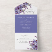 パープエレガントラベンダーフローラ水の色結婚の オールインワン招待状 (内側)