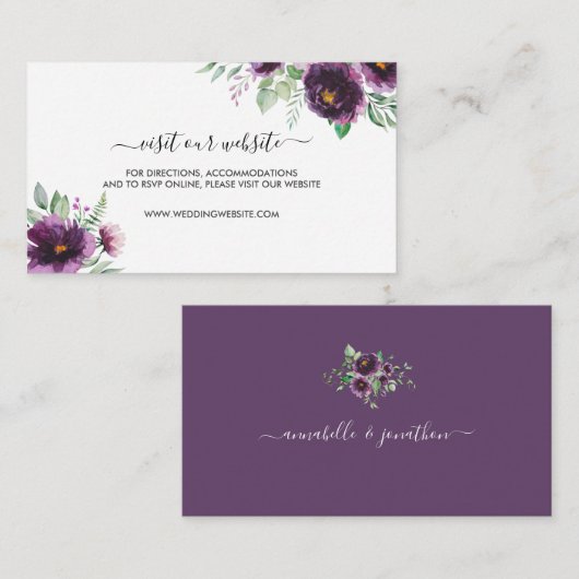 パープエレガントリーグリーンフローラ結婚ズ エンクロージャーカード (正面/裏面)