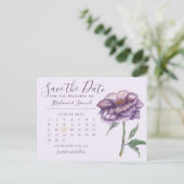 パープエレガントリ結婚のカレンダー日付の保存 ポストカード (スタンド正面)
