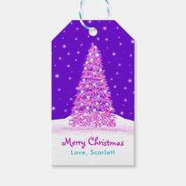 パープエレガントリ飾スのクリスマスツリー ギフトタグ