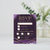 パープエレガントルと金ゴールドフェイクグリッターアゲ結婚ート 出欠カード (スタンド正面)