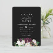 パープエレガントルアイボリーフローラ結婚ブーケ 招待状 (スタンド正面)