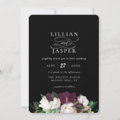 パープエレガントルアイボリーフローラ結婚ブーケ 招待状 (正面)