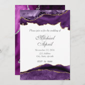 パープエレガントルアゲート結婚式招待状カスタマイズ 招待状 (正面/裏面)