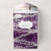 パープエレガントルアメジストクリスタルゲ結婚ード オールインワン招待状 (外側)