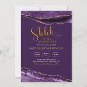 パープエレガントルアンド金ゴールドアゲートサプライズ誕生日 招待状 (正面)