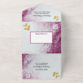 パープエレガントルグリッター&金ゴールドバタフ結婚ライズ オールインワン招待状 (外側)