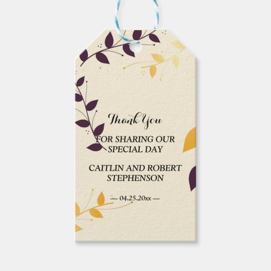 パープエレガントルゴールデン離れ感謝していズ ギフトタグ (正面)