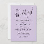 パープエレガントルタイポグラフィ&フォト結婚ズ 招待状 (正面)