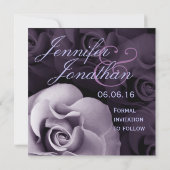 パープエレガントルバラ結婚の日付救招待状 セーブザデート (裏面)