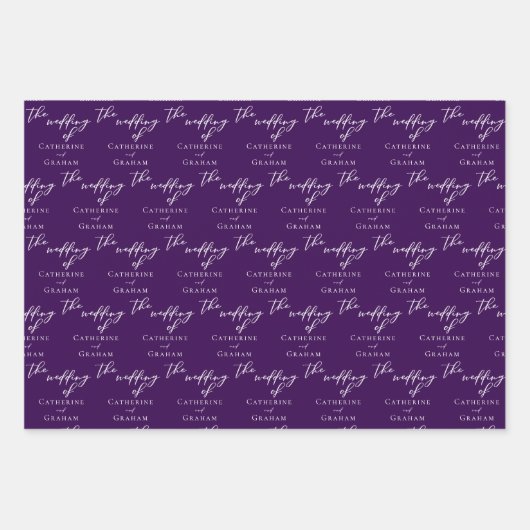 パープエレガントルパーソナライズされた結婚ス ラッピングペーパーシート (正面2)