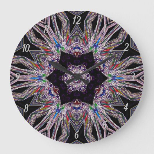 パープエレガントルフェイクジェムストーンデザイン ラージ壁時計 (正面)