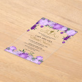 パープエレガントルフローラビクトリアンブライダルシャワー アクリル招待状 (レイダウン)