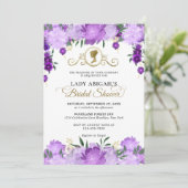 パープエレガントルフローラビクトリアンブライダルシャワー 招待状 (スタンド正面)