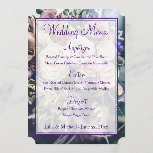 パープエレガントルフローラ結婚ズ メニュー (裏面)