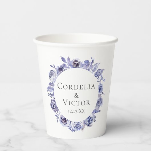 パープエレガントルフローラ結婚リースカスタム 紙コップ (裏面)