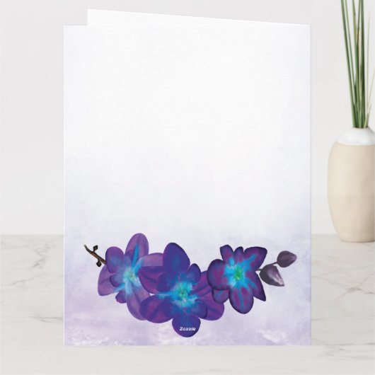 パープエレガントルブルーオーキッ結婚チありがとう サンキューカード (裏面)