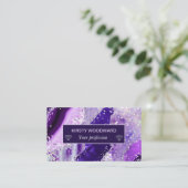 パープエレガントルホフェイクログリッターアゲート 名刺 (スタンド正面)