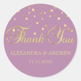 パープエレガントルムーヴバイオレット金ゴールド結婚ズ・サンキュー ラウンドシール