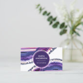 パープエレガントルモダンアゲートヘードジェムストーン 名刺 (スタンド正面)