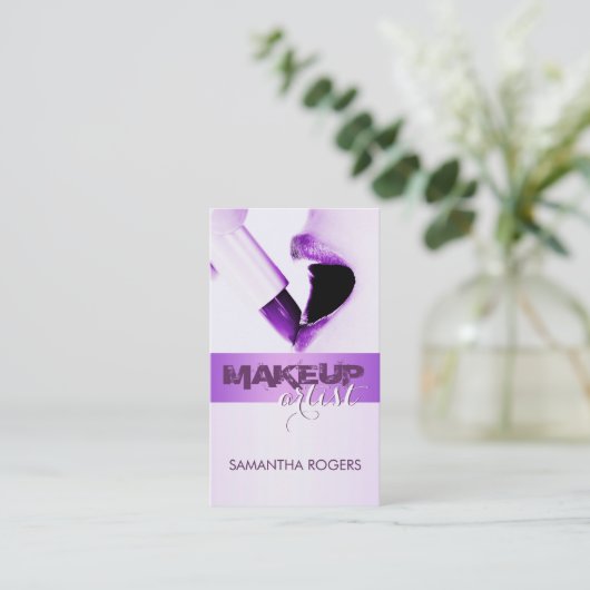 パープエレガントルモダンメイクアップアーティスト 名刺 (スタンド正面)