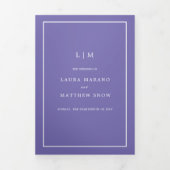 パープエレガントルモダンモノグラムシンプル結婚 三つ折り招待状 (カバー)