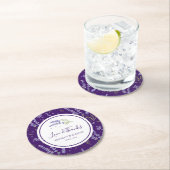 パープエレガントルモダンラベンダーフローラ結婚ズ ラウンドペーパーコースター (インサイチュ)