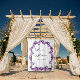 パープエレガントルモダン薄紫ホワイトアーチ花模様 タペストリー