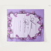 パープエレガントルモダン薄紫ムーンライトアーチ花模様 タペストリー (正面(横))