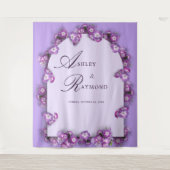 パープエレガントルモダン薄紫ムーンライトアーチ花模様 タペストリー (正面)